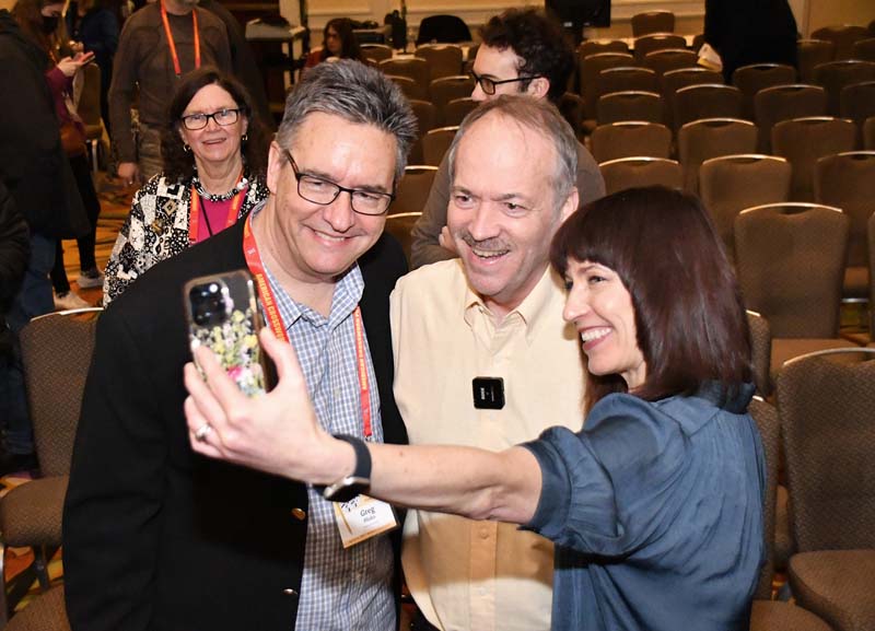 Will Shortz with Announcers Greg Pliska and Ophira Eisenberg